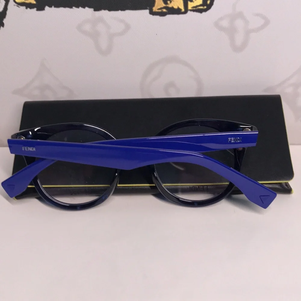 New Authentic Fendi FF0198/F PJP Blue Round Eyeglasses